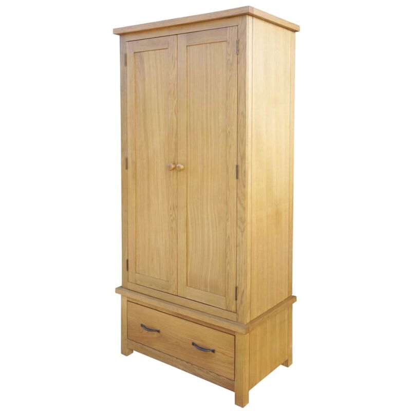 

Armario con 1 cajón de madera maciza de roble 90x52x183 cm - Marrón