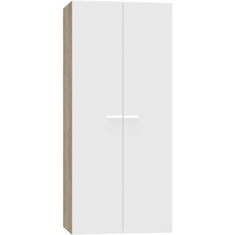 Armario con 2 Puertas Abatibles Tibet Moderno en Color Roble Cambrian y Blanco Mate 79x180 cm