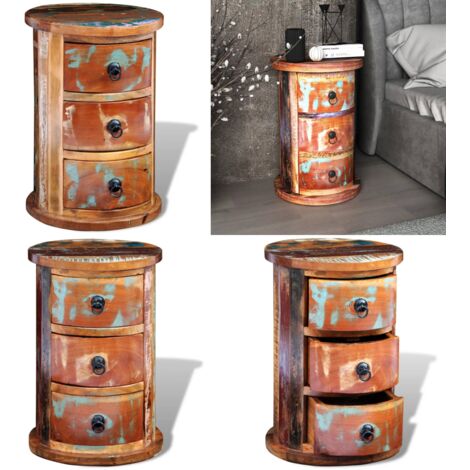 Armario con 3 cajones madera maciza reciclada - Almacenamiento en casa - Muebles vintage