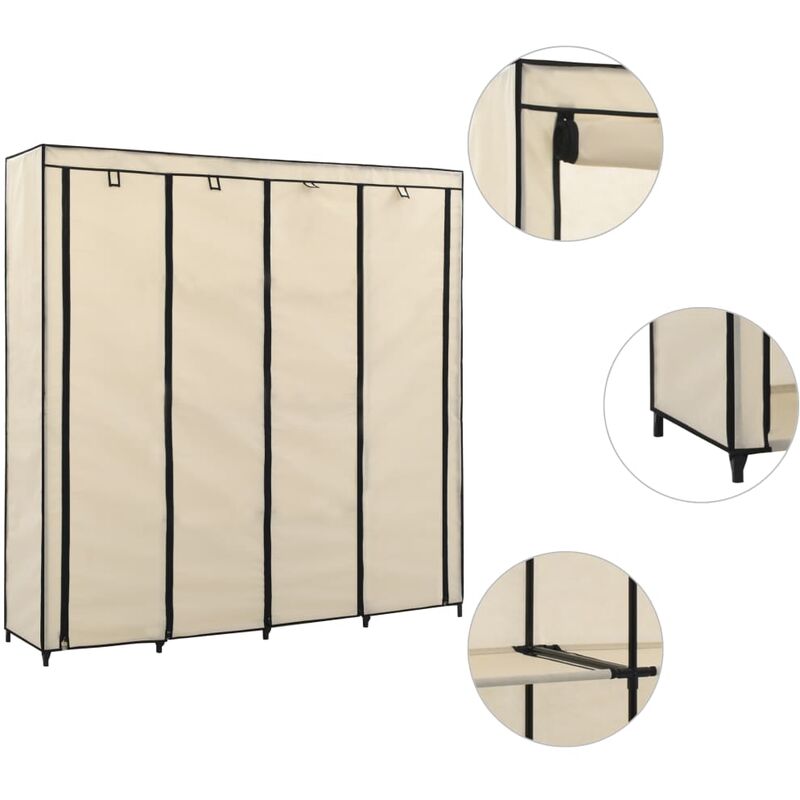 

Armario con 4 compartimentos color crema 175x45x170 cm