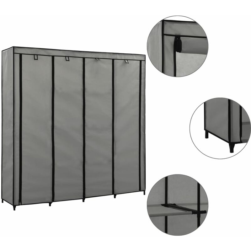 

Armario con 4 compartimentos gris 175x45x170 cm