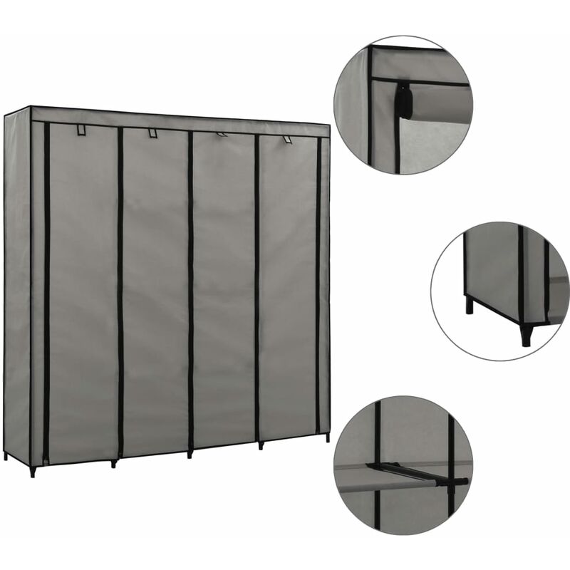 

Armario con 4 compartimentos gris 175x45x170 cm - Gris