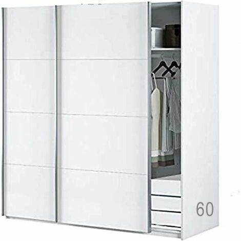 Armario Puertas Correderas Lupión En Blanco Brillo - Natural. 204  Cm(alto)120 Cm(ancho)50 Cm(largo) , Color - Natural-blanco Brillo con  Ofertas en Carrefour