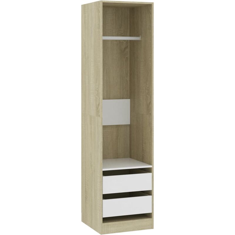 

Armario con Cajones de Aglomerado 50x50x200 cm Blanco y Sonoma - Multicolor - Vidaxl