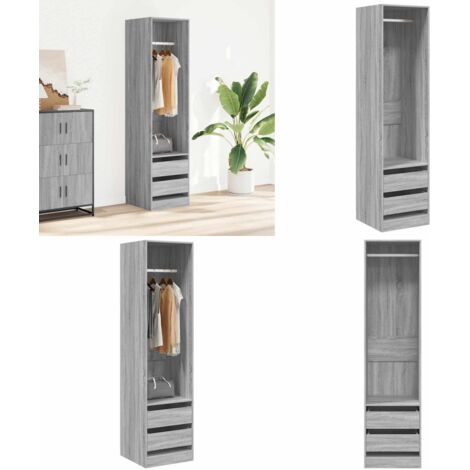 Armario con cajones contrachapado sonoma gris 50x50x200 cm - Armario de madera contrachapada - Armario gris