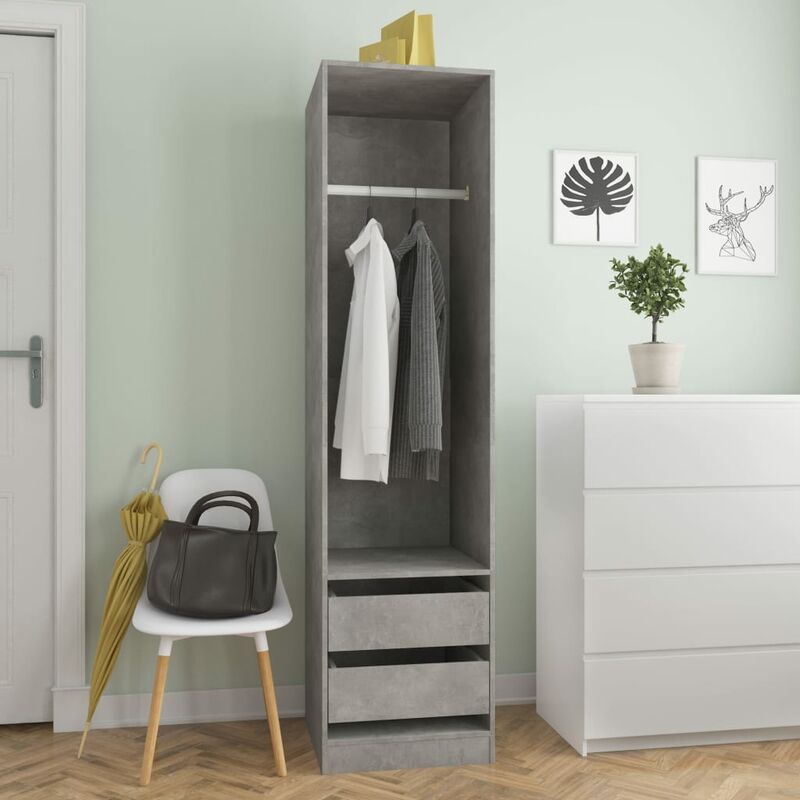

Armario con cajones de aglomerado gris hormigón 50x50x200 cm - Gris
