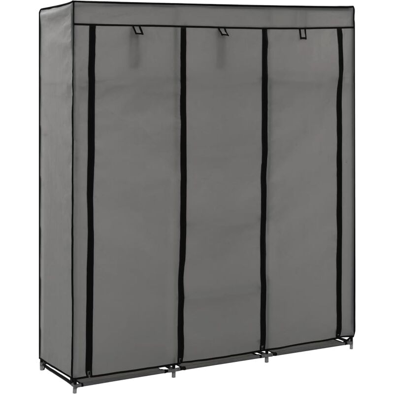 

Armario con compartimentos y varillas tela gris 150x45x175 cm
