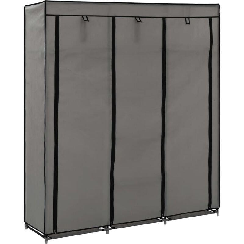 

Armario con compartimentos y varillas tela gris 150x45x175 cm - Gris