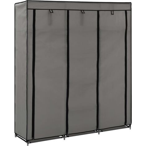 Armario con compartimentos y varillas tela gris 150x45x175 cm vidaXL