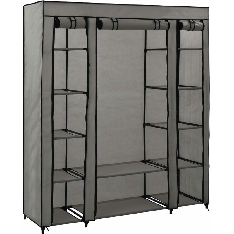 

Armario con compartimentos y varillas tela gris 150x45x176 cm - Gris