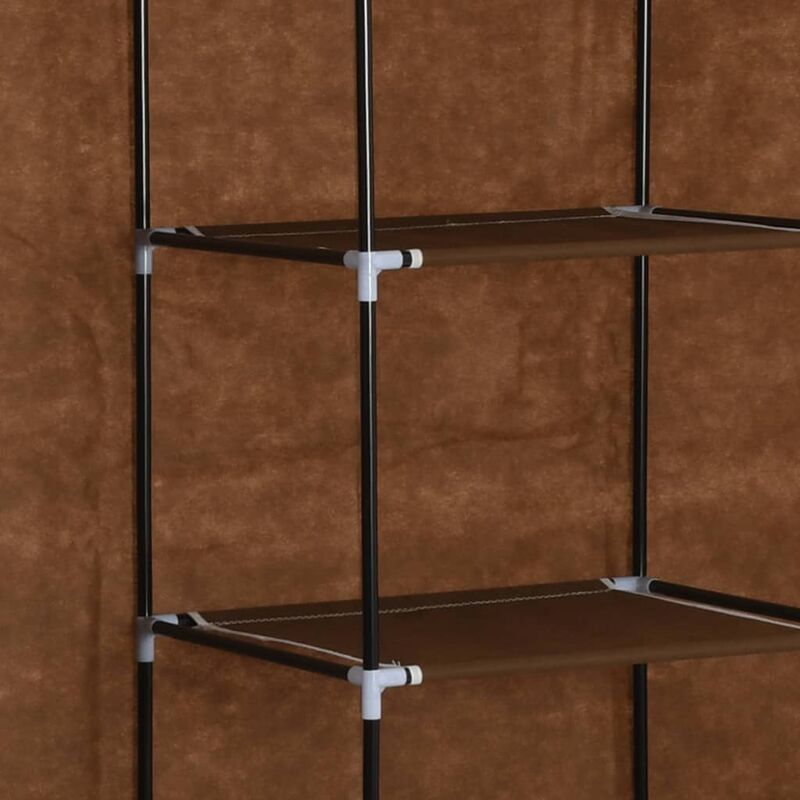 

Armario con compartimentos y varillas tela marron 150x45x175 cm