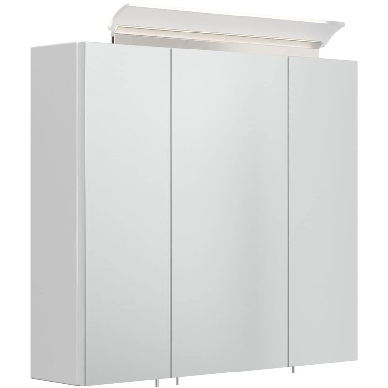 

Emotion - Armario con espejo 70cm Incl. Lámpara LED y estantes de cristal Blanco brillante