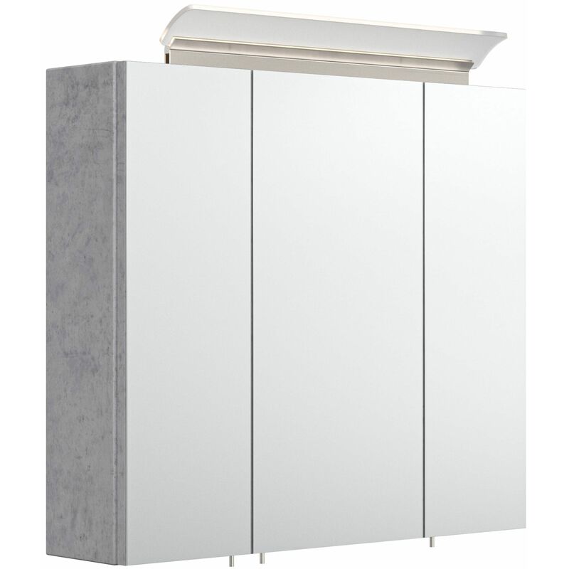 

Emotion - Armario con espejo 70cm Incl. Lámpara LED y estantes de cristal Gris hormigón