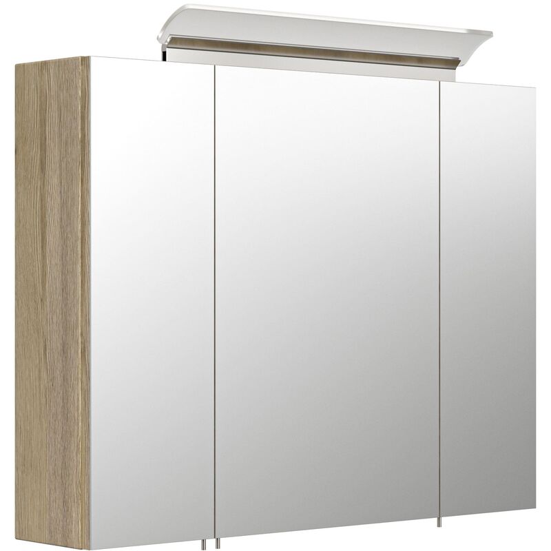 

Emotion - Armario con espejo 80cm Incl. Lámpara LED y estantes de cristal Blanco mate