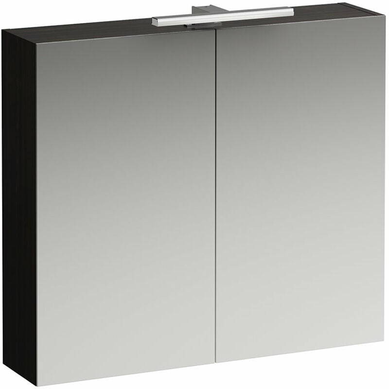 

Armario con espejo base 800 mm, 2 puertas, elemento de luz LED, color: Olmo oscuro - H4028021102631