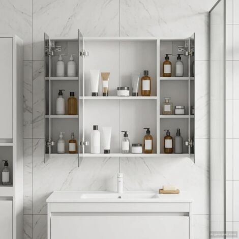 Armario con espejo de baño con estante 80 x 14.5 x 70 cm