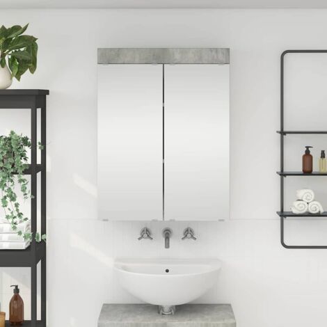 Armario con espejo de baño con estante TULUM Gris Concreto