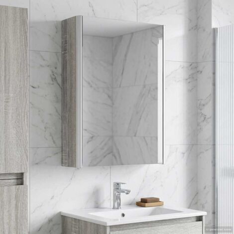 Armario con espejo de baño Gris  33 x 11,5 x 50 cm