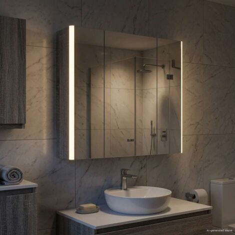 Armario con espejo de baño Gris  63,5 x 15,5 x 60,5 cm