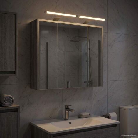 Armario con espejo de baño Gris  63,5 x 16 x 62,5 cm