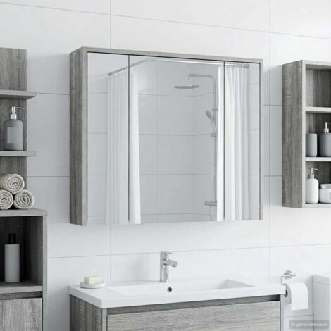 Armario con espejo de baño Gris  73,5 x 16 x 62,5 cm