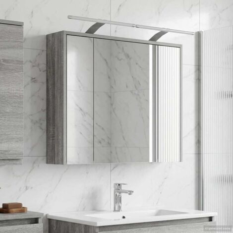 Armario con espejo de baño Gris  73,5 x 16 x 62,5 cm
