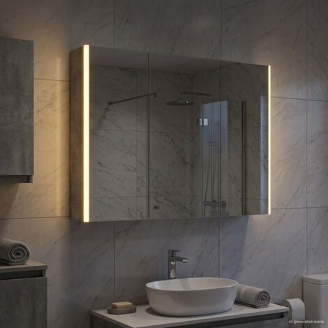 Armario con espejo de baño Gris Concreto 103,5 x 15,5 x 70 cm