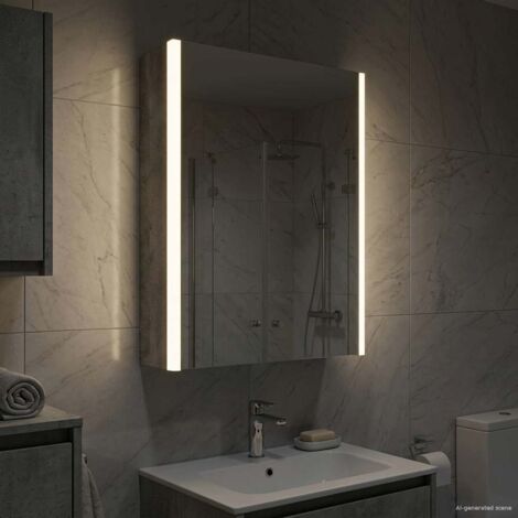 Armario con espejo de baño Gris Concreto 33 x 11,5 x 50 cm