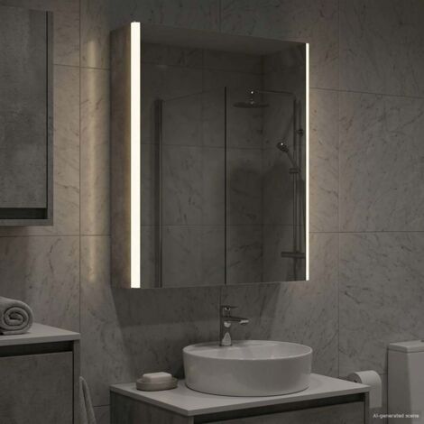 Armario con espejo de baño Gris Concreto 43 x 11,5 x 60,5 cm