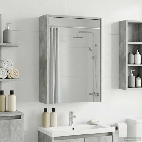 Armario con espejo de baño Gris Concreto 43 x 16 x 62.5 cm