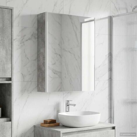 Armario con espejo de baño Gris Concreto 53,5 x 15,5 x 70 cm