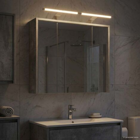 Armario con espejo de baño Gris Concreto 63,5 x 16 x 62,5 cm