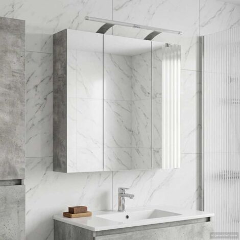 Armario con espejo de baño Gris Concreto 70 x 14,5 x 70 cm
