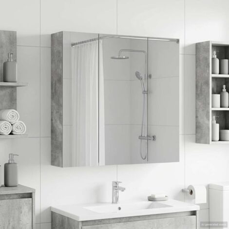 Armario con espejo de baño Gris Concreto 70 x 14,5 x 70 cm