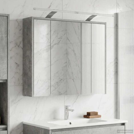 Armario con espejo de baño Gris Concreto 73,5 x 16 x 62,5 cm