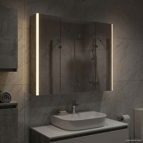 Armario con espejo de baño Gris Concreto 83,5 x 15,5 x 70 cm