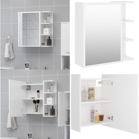 Armario con espejo de baño madera contrachapada 62,5x20,5x64 cm - Armario de baño - Armario de pared