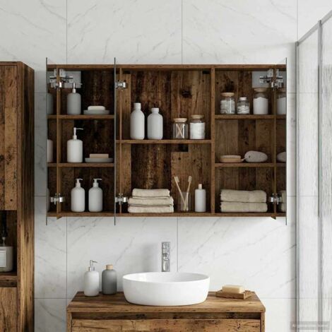 Armario con espejo de baño Madera vieja 100 x 14,5 x 70 cm