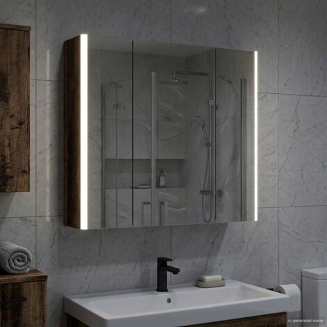 Armario con espejo de baño Madera vieja 63,5 x 15,5 x 60,5 cm