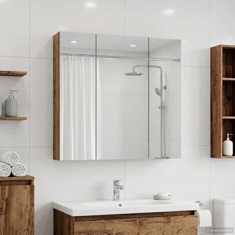 Armario con espejo de baño Madera vieja 70 x 14,5 x 70 cm