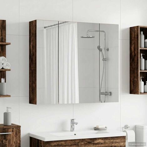 Armario con espejo de baño Madera vieja 80 x 14.5 x 70 cm