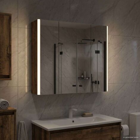 Armario con espejo de baño Roble ahumado 63,5 x 15,5 x 60,5 cm