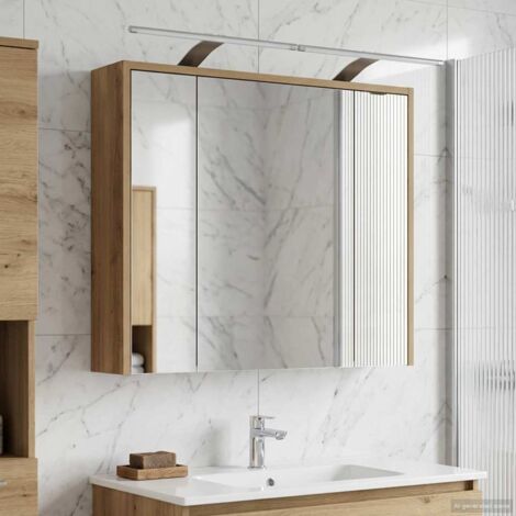 Armario con espejo de baño Roble Artesanal 73,5 x 16 x 62,5 cm