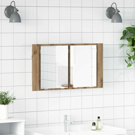 Armario con espejo de baño Roble artesanal 80 x 12 x 45 cm