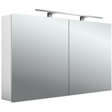 Armario con espejo emco asis mee LED, aluminio, 2 puertas, modelo de montaje en superficie, lámpara LED, 1200 mm - 949805053