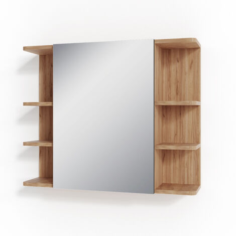 Armario con espejo para baño Fynn, Roble dorado, 79.6 x 64 cm, Vicco