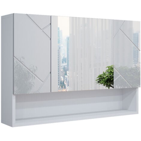 Armario con espejo para baño Irma, Blanco alto brillo, 80.1 x 55 cm, Vicco