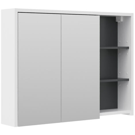 Armario con espejo para baño Viola, Blanco/antracita, 100 x 75 cm, Vicco