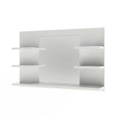 Armario con espejo para baño Wilbur, Blanco, 78 x 50 cm con estantes, Vicco