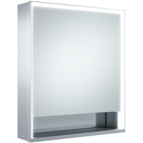 Armario con espejo ROYAL LUMOS 650 x 735 x 165 mm con bisagra a la izquierda, anodizado teñido de plata KEUCO
